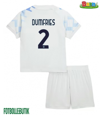 Inter Milan Denzel Dumfries #2 Bortaställ Barn 2025-26 Kortärmad (+ Korta byxor)